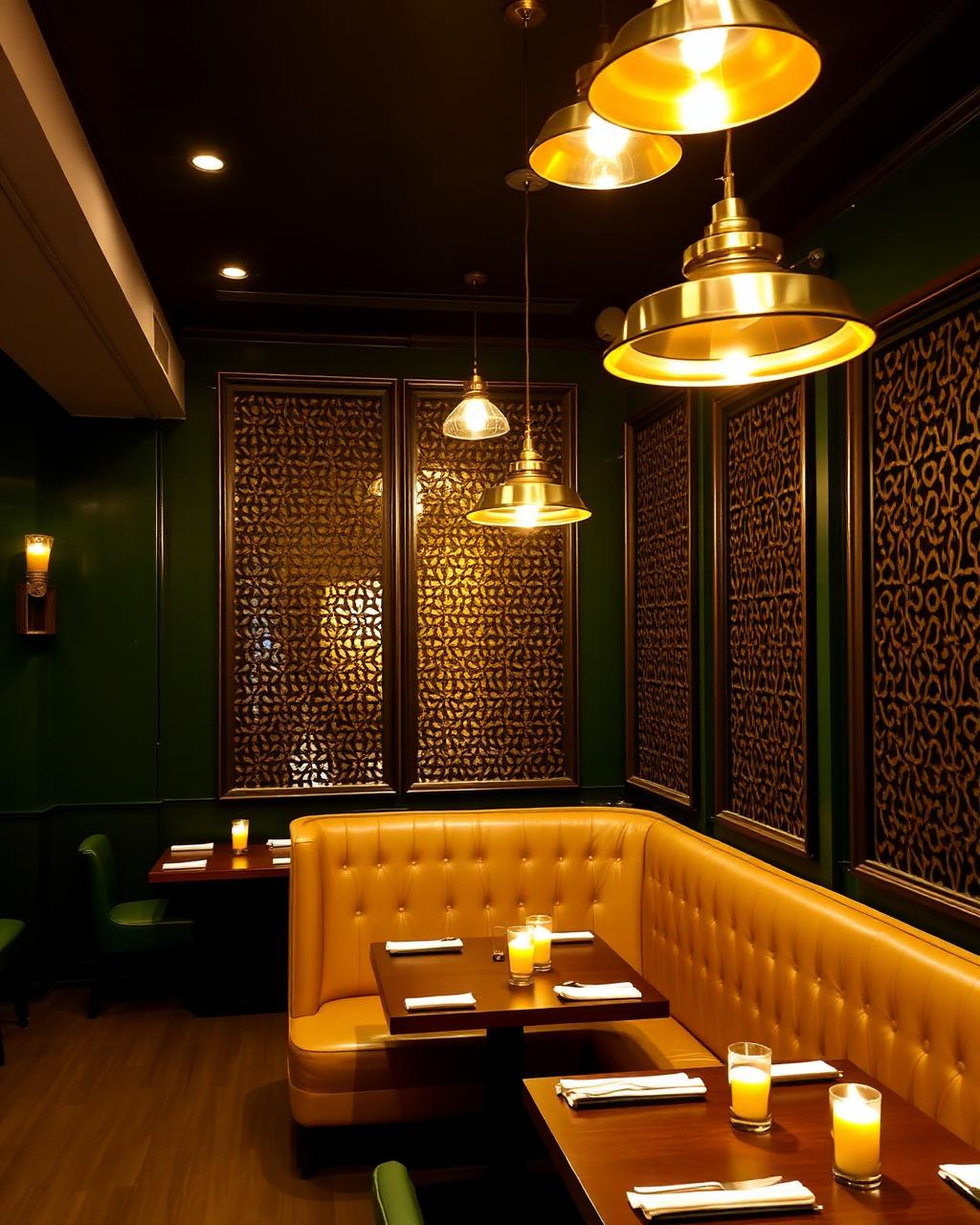 Masala Bite dining room with brass lanterns
